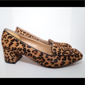 Banana Republic Genuine Leather Leopard Print Smoking Heeled Loafer